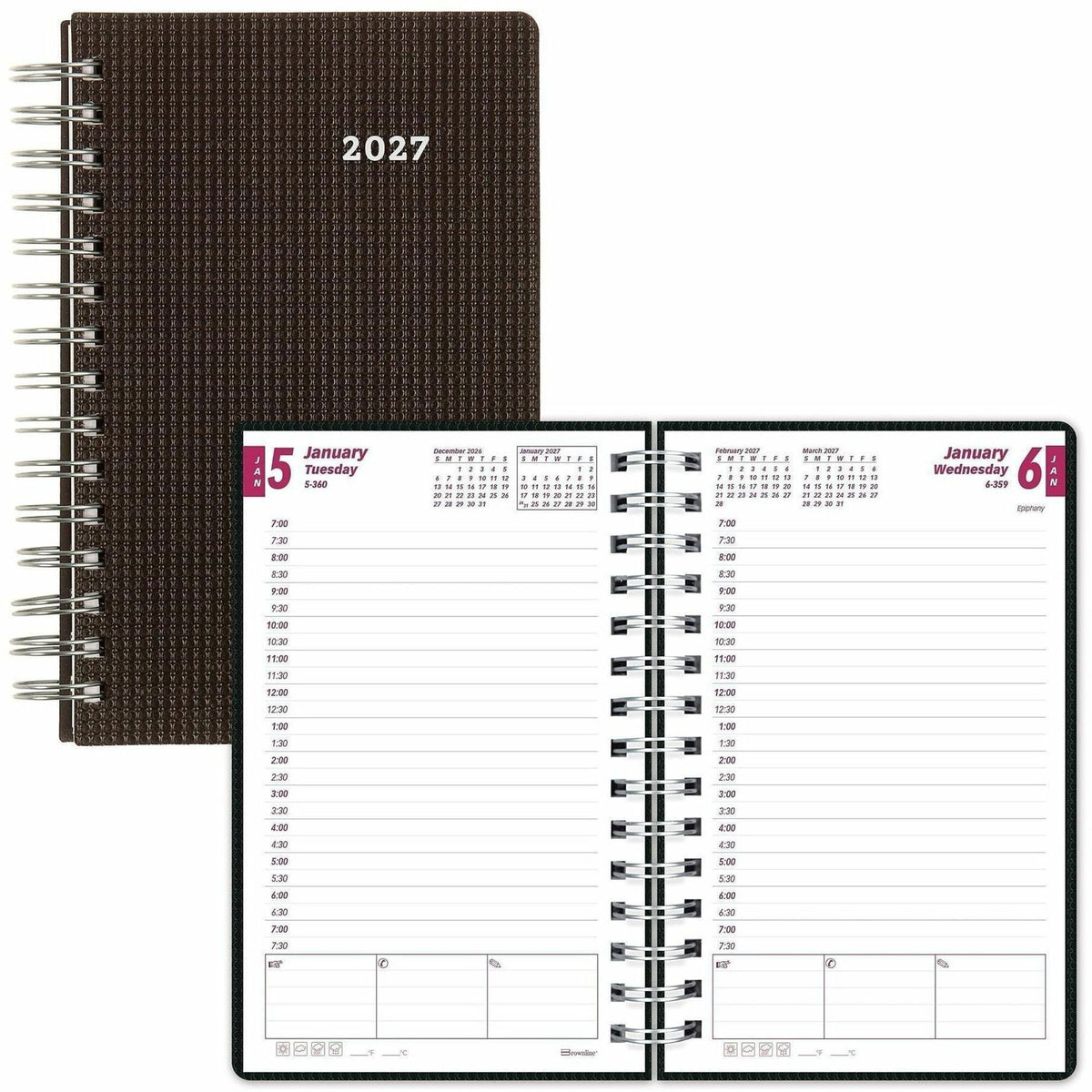 Brownline DuraFlex Daily Appointment Book / Monthly Planner - Julian Dates - Daily - 12 Month - January 2027 to December