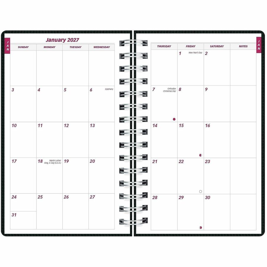 Brownline DuraFlex Daily Appointment Book / Monthly Planner - Julian Dates - Daily - 12 Month - January 2027 to December