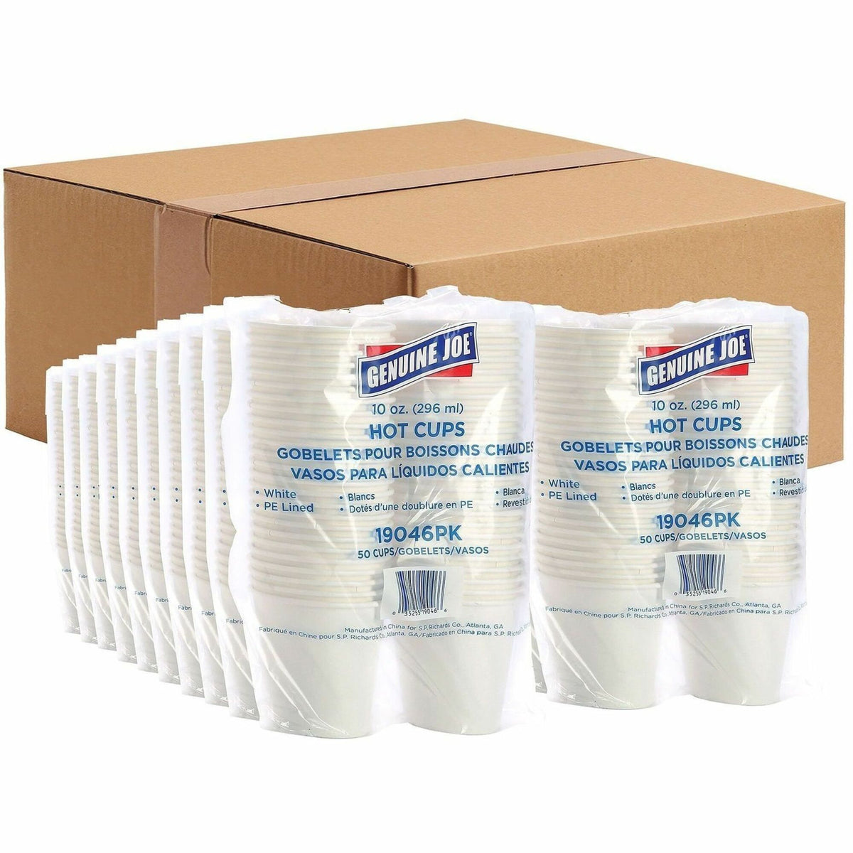 Genuine Joe 10 oz Disposable Hot Cups - 10 fl oz - White - Polyethylene - Hot Drink, Beverage - 250 Cups/Bundle - 4 / Ca