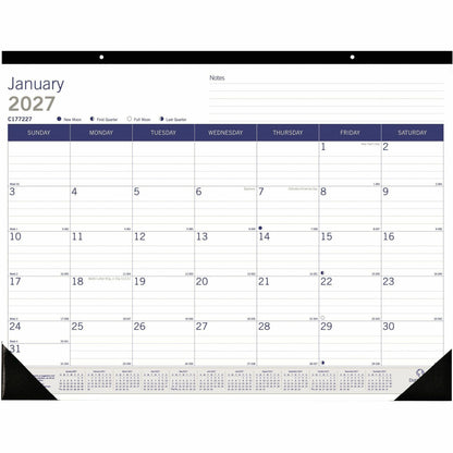 Blueline DuraGlobe Monthly Desk Pad Calendar - Julian Dates - Monthly - 12 Month - January 2027 to December 2027 - 1 Mon