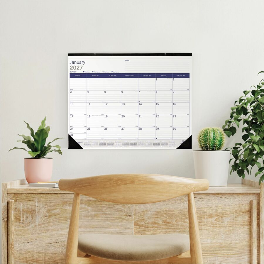 Blueline DuraGlobe Monthly Desk Pad Calendar - Julian Dates - Monthly - 12 Month - January 2027 to December 2027 - 1 Mon