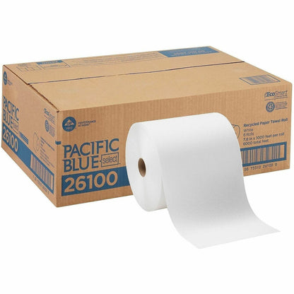 Pacific Blue Select Recycled Paper Towel Roll - 7.87" Width x 1000 ft Length - 1000 Sheets - 1 5/8" Core - White - Paper