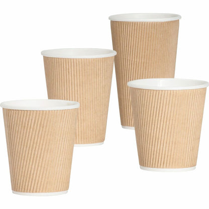 Genuine Joe 12 oz Rippled Hot Cups - 12 fl oz - Brown - Hot Drink, Beverage - 25/Pack - 20 / Carton