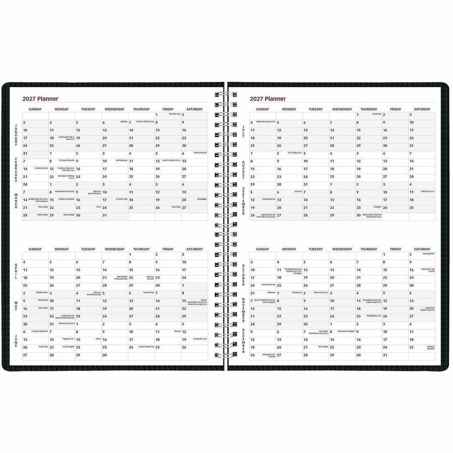 Brownline DuraFlex Weekly Planner - Julian Dates - Weekly - 12 Month - January 2027 to December 2027 - 7:00 AM to 8:45 P