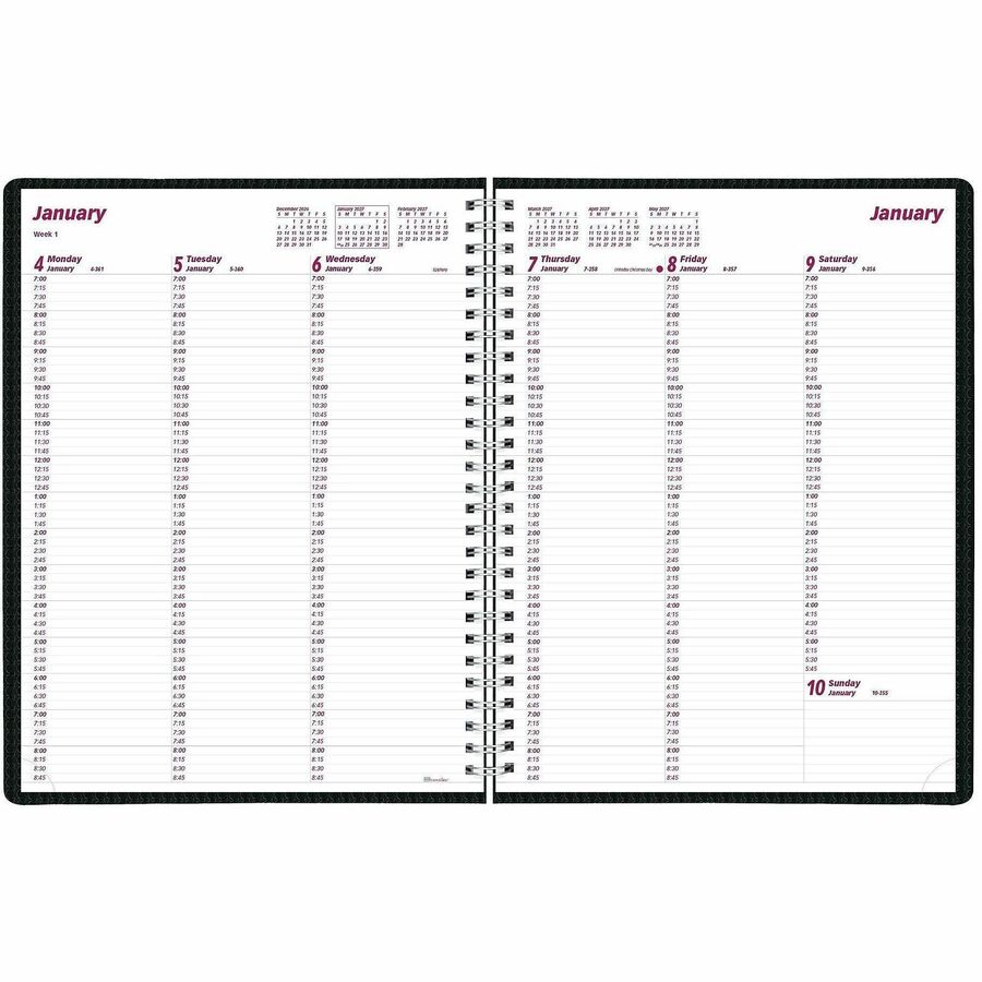 Brownline DuraFlex Weekly Planner - Julian Dates - Weekly - 12 Month - January 2027 to December 2027 - 7:00 AM to 8:45 P