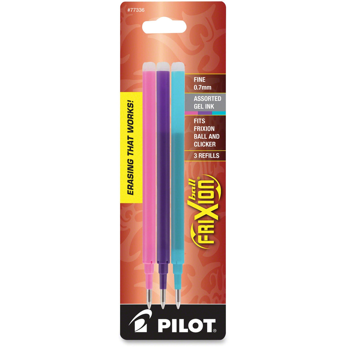 Pilot Erasable Gel Ink Pen Refills - 0.70 mm , Fine Point - Purple, Pink, Turquoise Ink - 3 / Pack