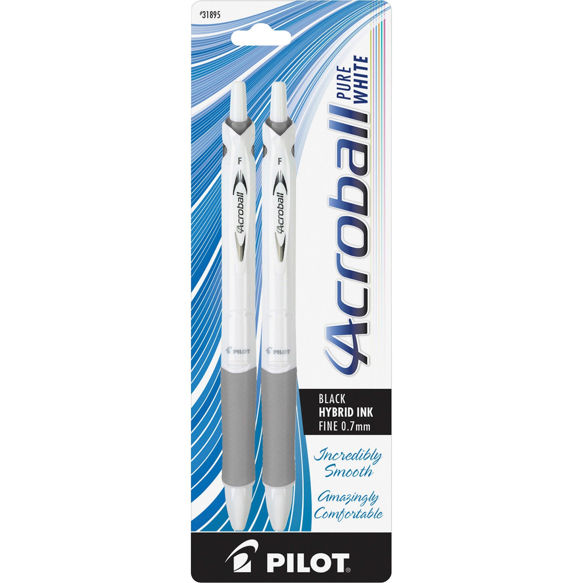 Pilot .7mm Retractable Pens - Fine 0.7mm Point Size - Refillable - Retractable - Black Advanced Ink Ink - White Barrel -