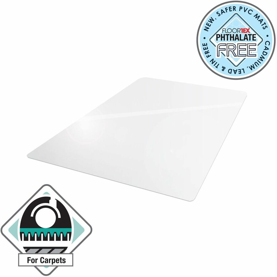 Floortex Phthalate-Free Vinyl Rectangular Chair Mat for Carpets up to 1/4" - 36" x 48" - Carpeted Floor, Home, Office, C