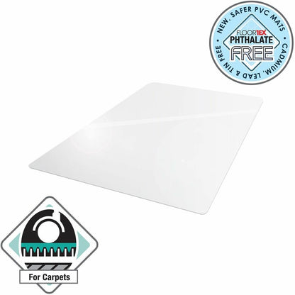 Floortex Phthalate-Free Vinyl Rectangular Chair Mat for Carpets up to 1/4" - 36" x 48" - Carpeted Floor, Home, Office, C