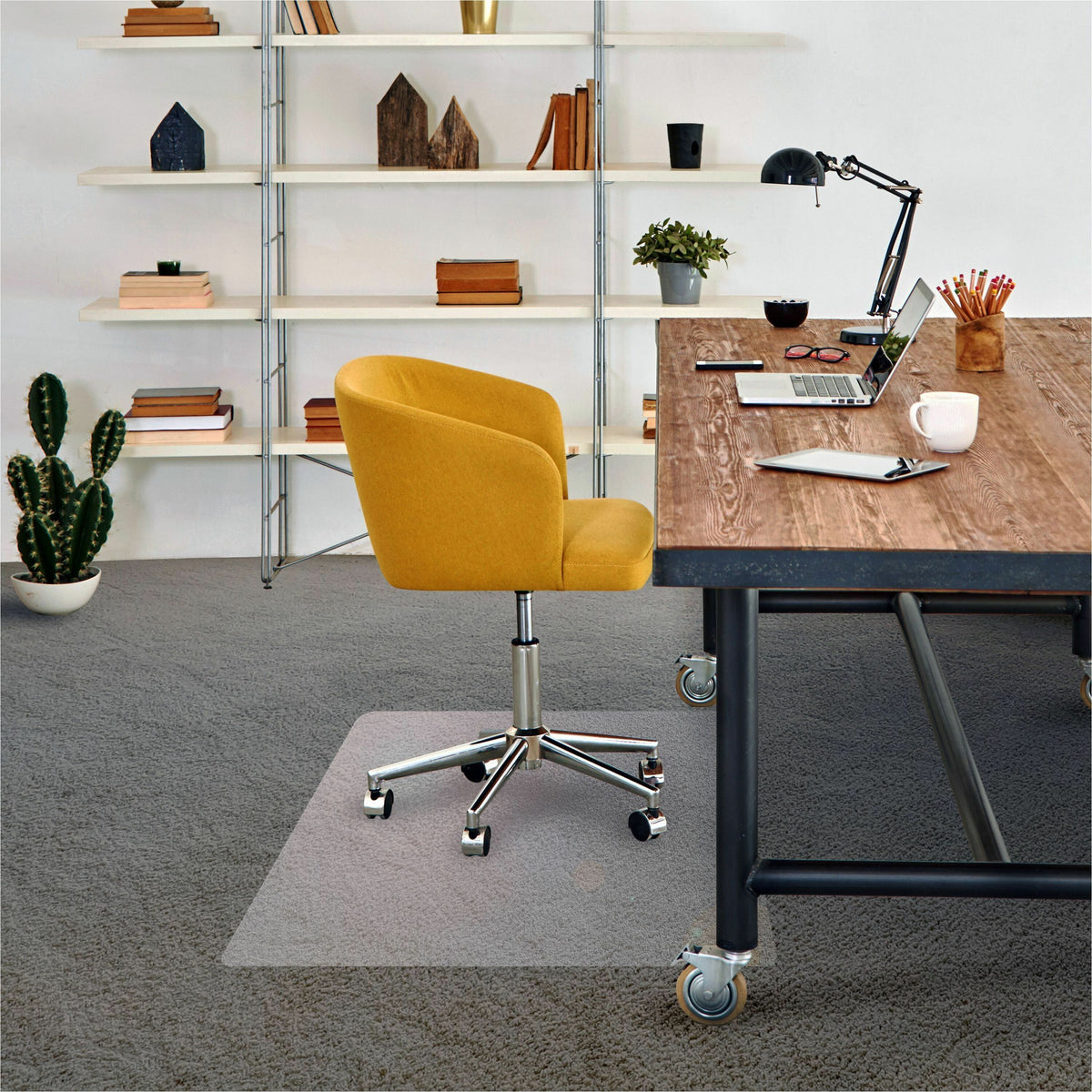 Floortex Phthalate-Free Vinyl Rectangular Chair Mat for Carpets up to 1/4" - 45" x 53" - Carpeted Floor, Home, Office, C