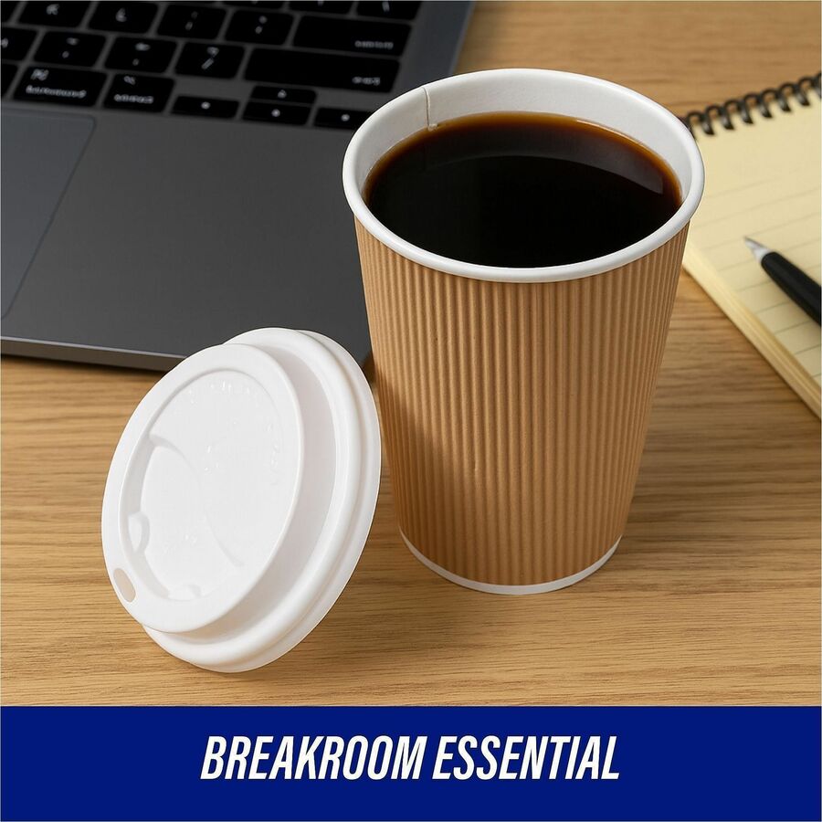 Genuine Joe 16 oz Rippled Hot Cups - 16 fl oz - Brown - Hot Drink, Beverage - 25/Pack - 4 / Carton