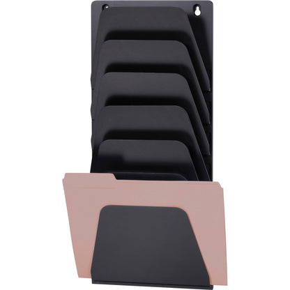 Officemate Wall File Holder - 7 Compartment(s) - 22.38" Height x 9.50" Width x 2.88" Depth - Black - Plastic - 1 Each