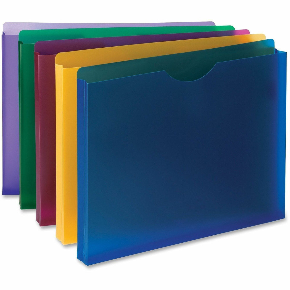 Smead Straight Tab Cut Letter File Jacket - 8 1/2" x 11" - 1" Expansion - 1 Plys - Blue, Red, Yellow, Green, Purple - 10