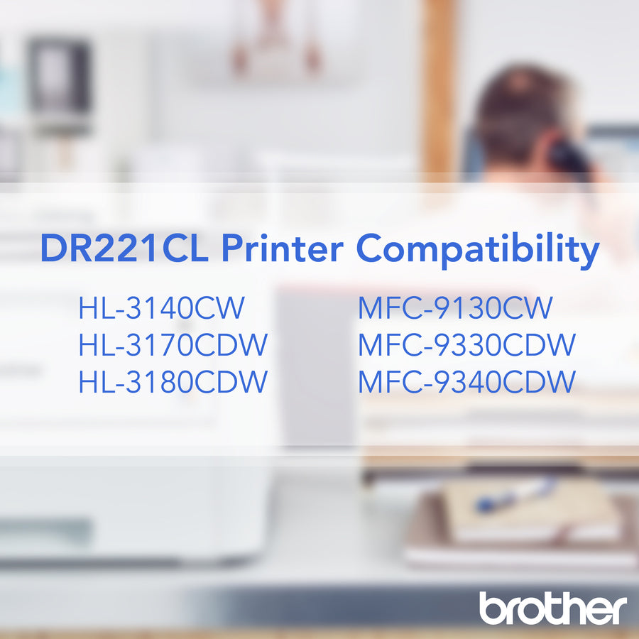 Brother DR221CL Drum Unit - Laser Print Technology - Black, Cyan, Yellow, Magenta - OEM - 4 / Carton