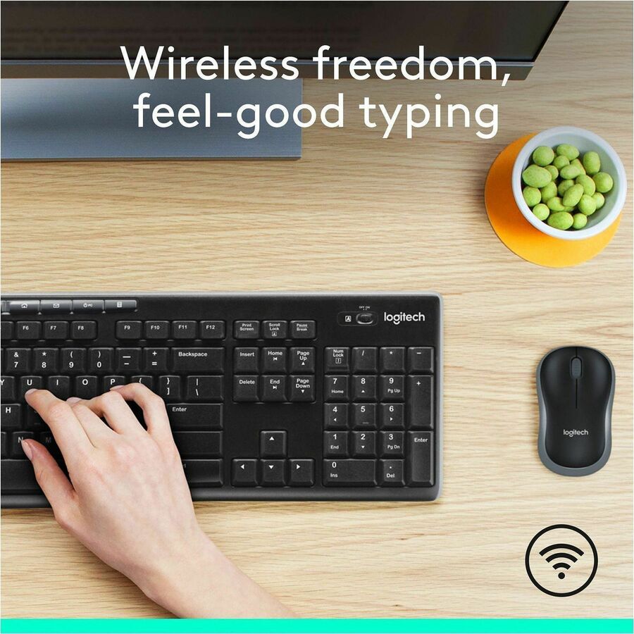 Logitech Wireless Combo MK270 - USB Wireless RF 2.40 GHz Keyboard - English - Black - USB Wireless RF Mouse - Optical - 