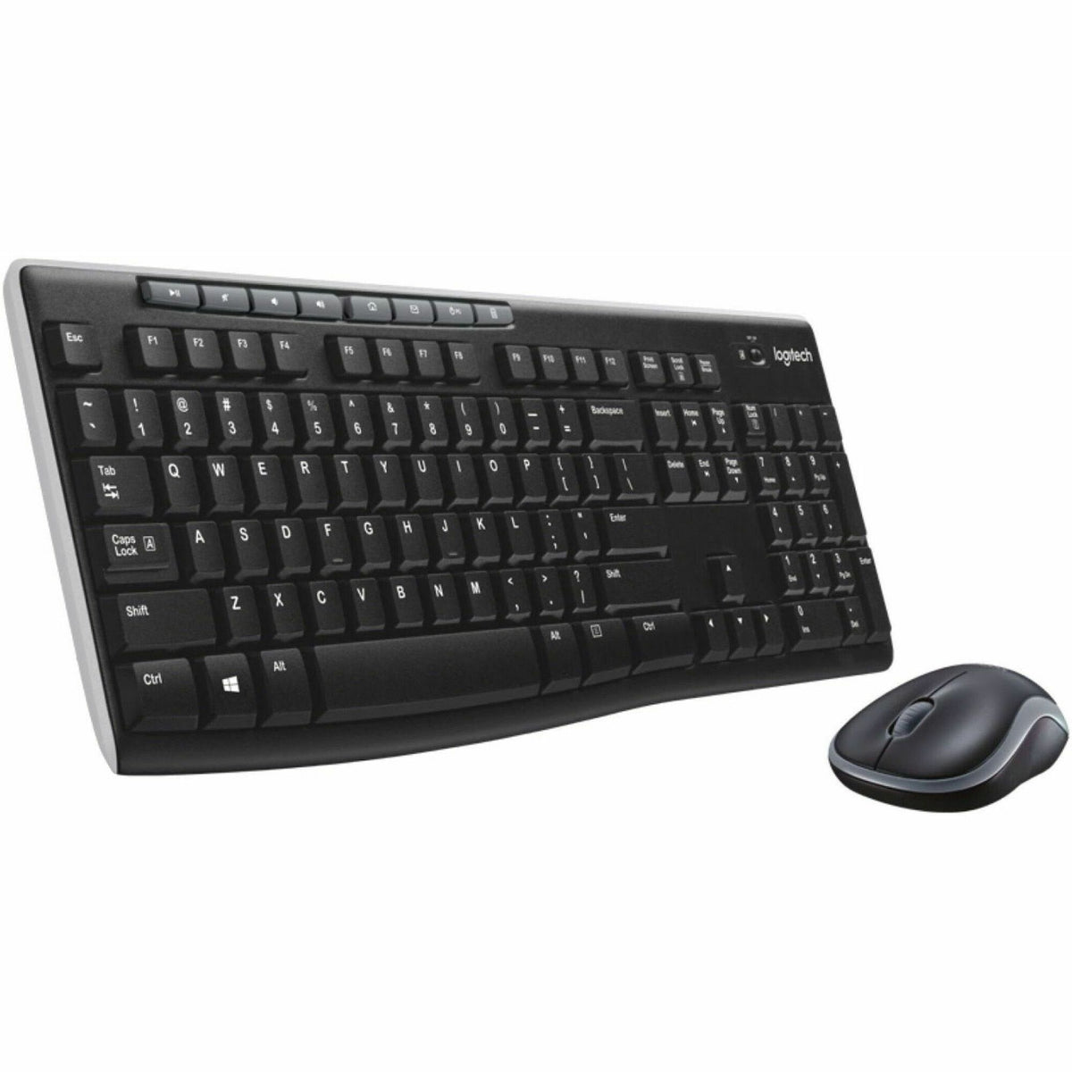 Logitech Wireless Combo MK270 - USB Wireless RF 2.40 GHz Keyboard - English - Black - USB Wireless RF Mouse - Optical - 