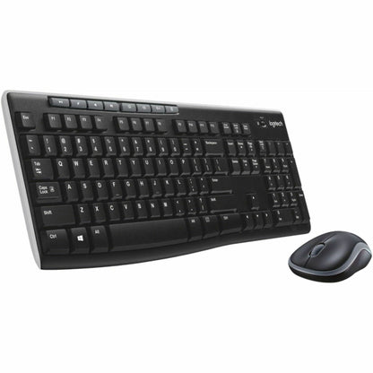Logitech Wireless Combo MK270 - USB Wireless RF 2.40 GHz Keyboard - English - Black - USB Wireless RF Mouse - Optical - 