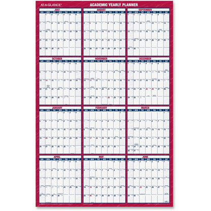 At-A-Glance Erasable Two-sided Wall Calendar - Julian Dates - Yearly - July 2026 to June 2027 - 48" x 32" Sheet Size - 1