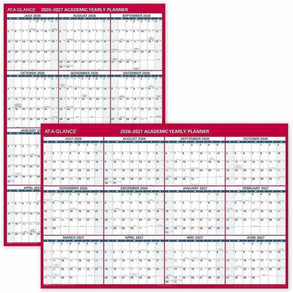 At-A-Glance Erasable Two-sided Wall Calendar - Julian Dates - Yearly - July 2026 to June 2027 - 48" x 32" Sheet Size - 1