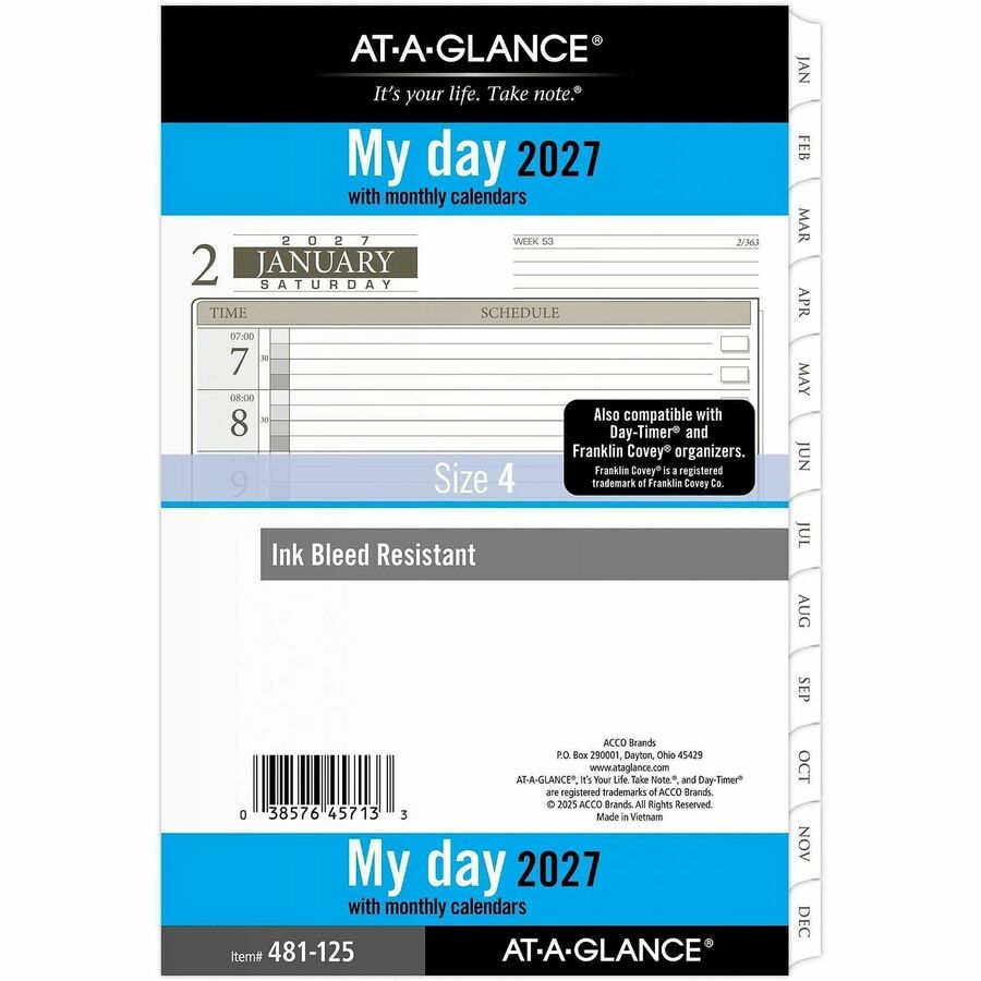 At-A-Glance Daily Planner One Page Per Day Refill, Loose-Leaf, Desk Size - Julian Dates - Daily - 12 Month - January 202