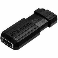 Verbatim 128GB PinStripe USB Drive - 128 GB - USB 2.0 Type A - 10 MB/s Read Speed - 4 MB/s Write Speed - Black - Lifetim