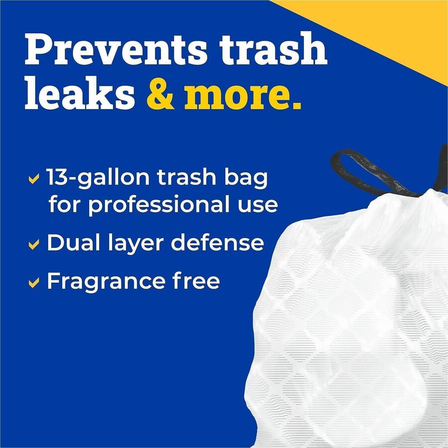 Glad ForceFlex Tall Kitchen Drawstring Trash Bags - 13 gal Capacity - 27" Length x 24" Width x 0.72 mil (18 Micron) Thic