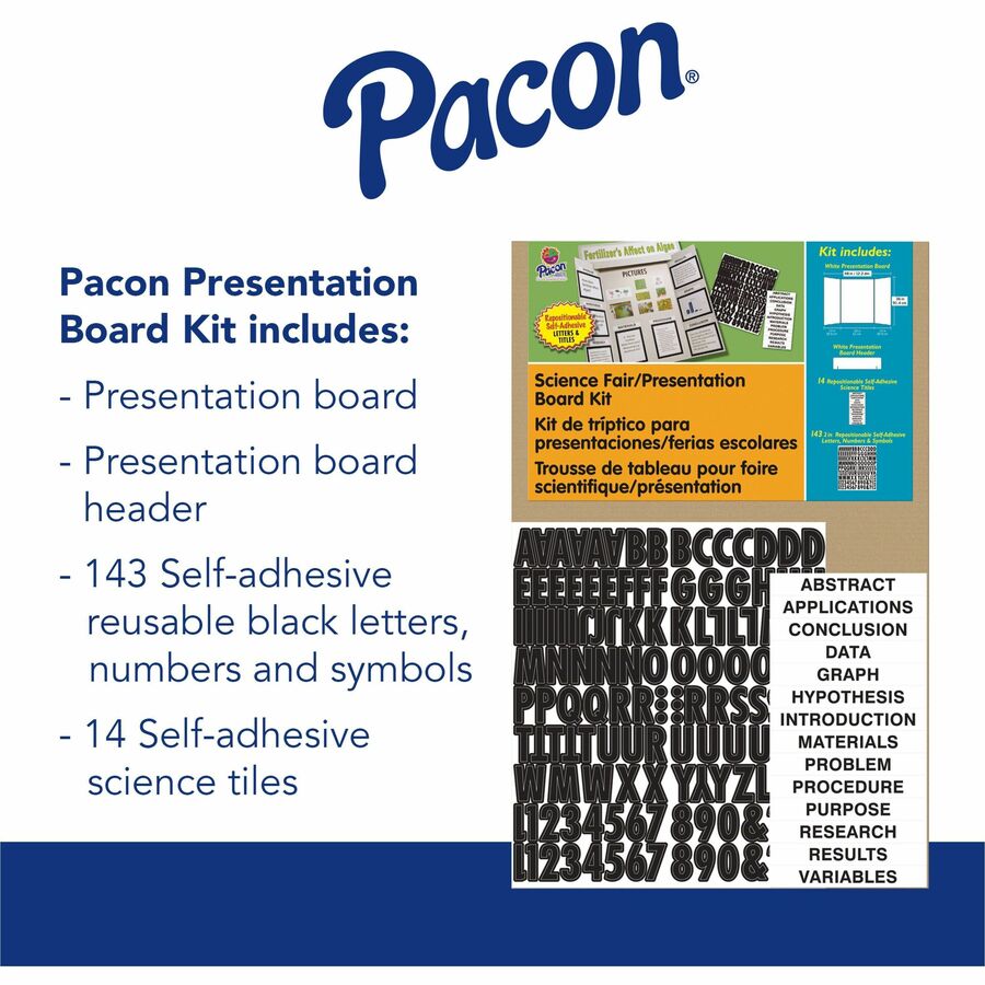Pacon Science Fair Presentation Board - Science Project - 48" Height x 36" Width - White - 1 Kit