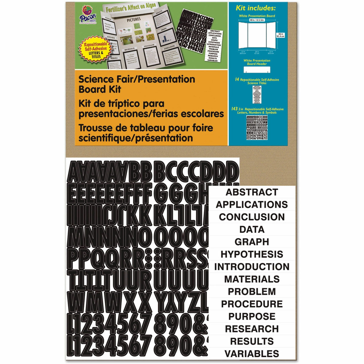 Pacon Science Fair Presentation Board - Science Project - 48" Height x 36" Width - White - 1 Kit