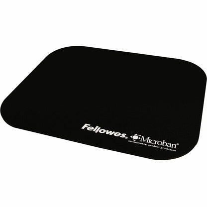 Fellowes Microban Mouse Pad - 8" Height x 9" Width x 0.13" Depth - Black - Rubber - Tear Resistant, Wear Resistant, Skid