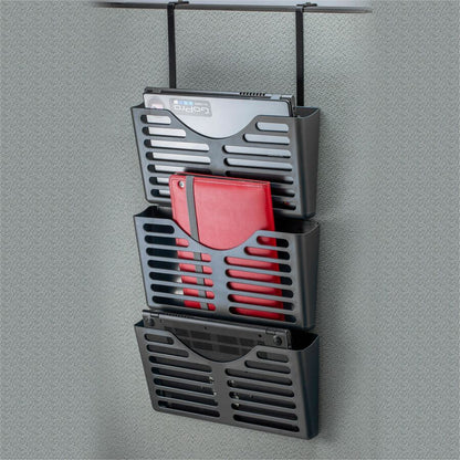 Lorell Hanging Triple Pocket File Set - 3 Pocket(s) - 30% Recycled - Black - Plastic - 1 Each