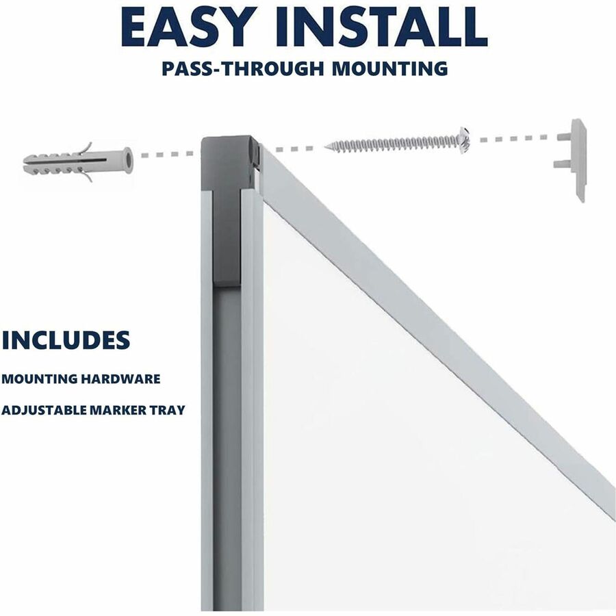 Mead Basic Dry-Erase Board - 48" (4 ft) Width x 36" (3 ft) Height - White Melamine Surface - Silver Aluminum Frame - Dur