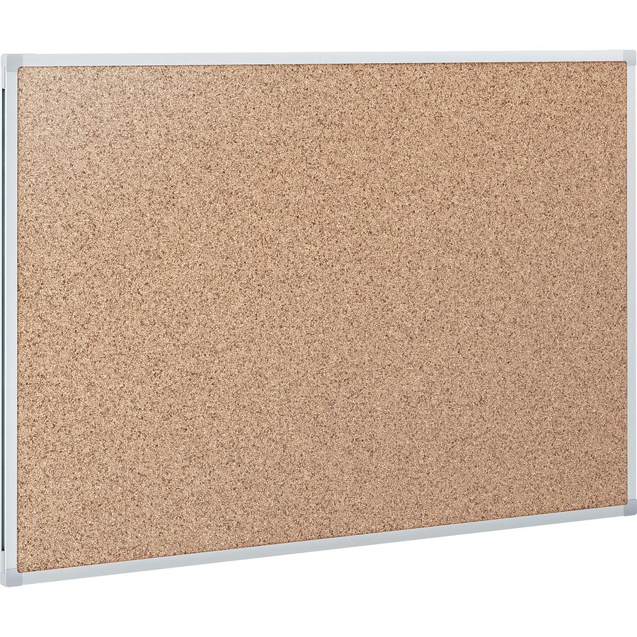 Mead Classic Cork Bulletin Board - 24" Board Height x 36" Board Width - Natural Cork Surface - Self-healing - Silver Alu
