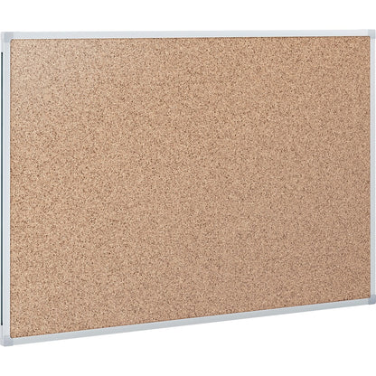 Mead Classic Cork Bulletin Board - 36" Board Height x 48" Board Width - Natural Cork Surface - Self-healing - Silver Alu