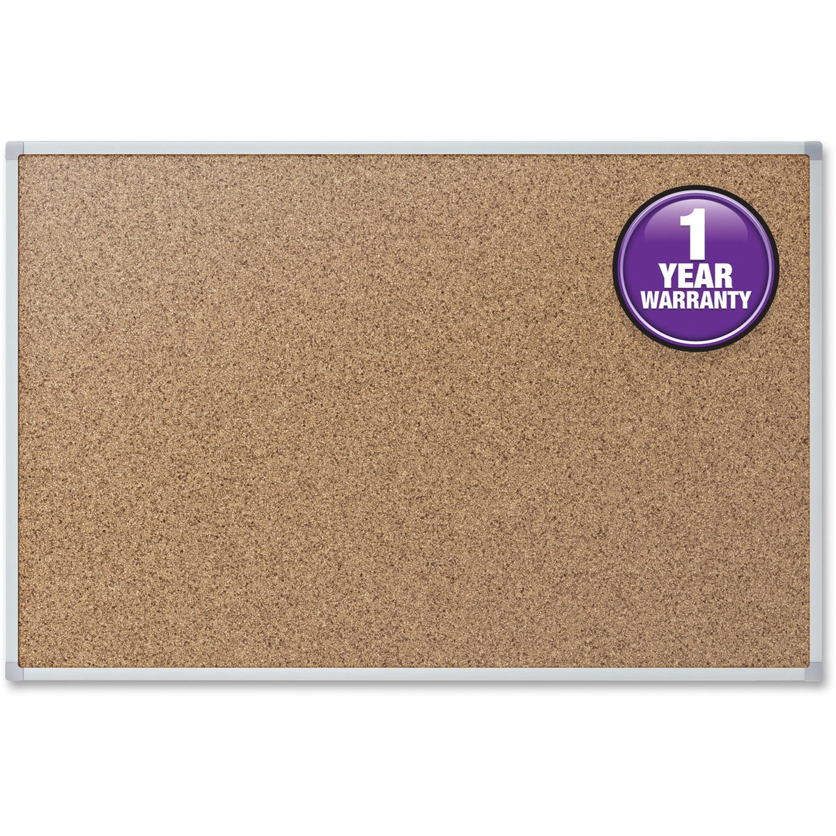 Mead Classic Cork Bulletin Board - 36" Board Height x 48" Board Width - Natural Cork Surface - Self-healing - Silver Alu