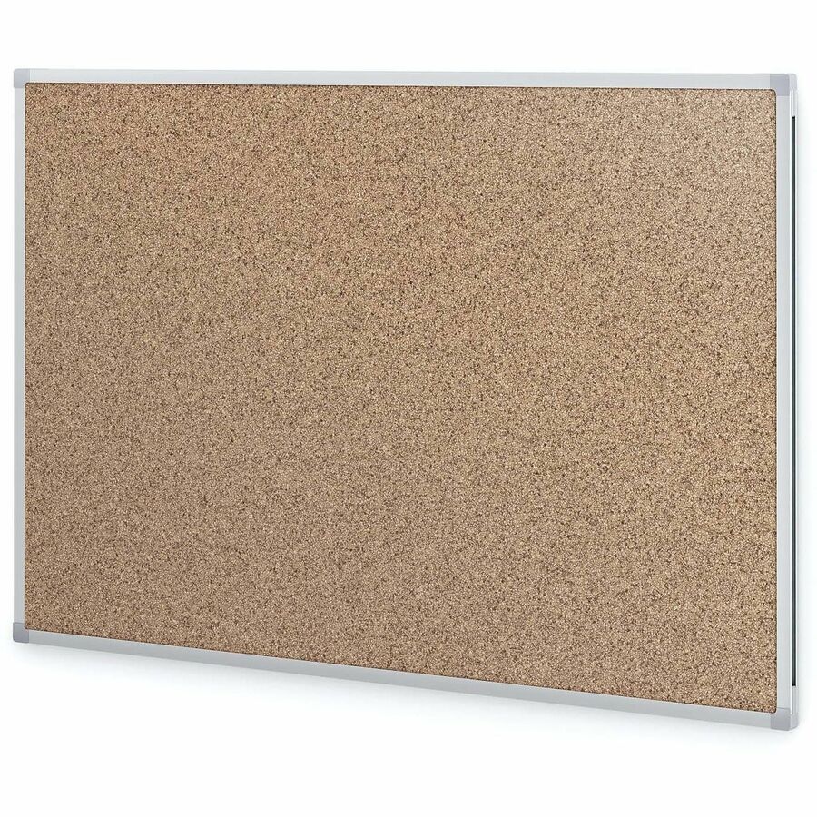 Mead Classic Cork Bulletin Board - 36" Board Height x 48" Board Width - Natural Cork Surface - Self-healing - Silver Alu