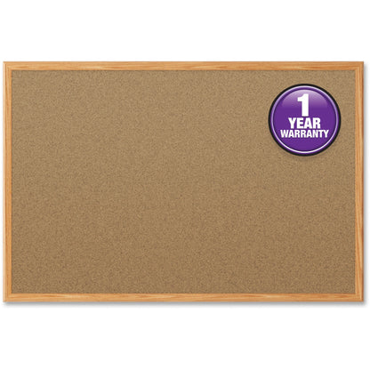 Mead Classic Cork Bulletin Board - 36" Board Height x 24" Board Width - Natural Cork Surface - Self-healing - Oak Alumin