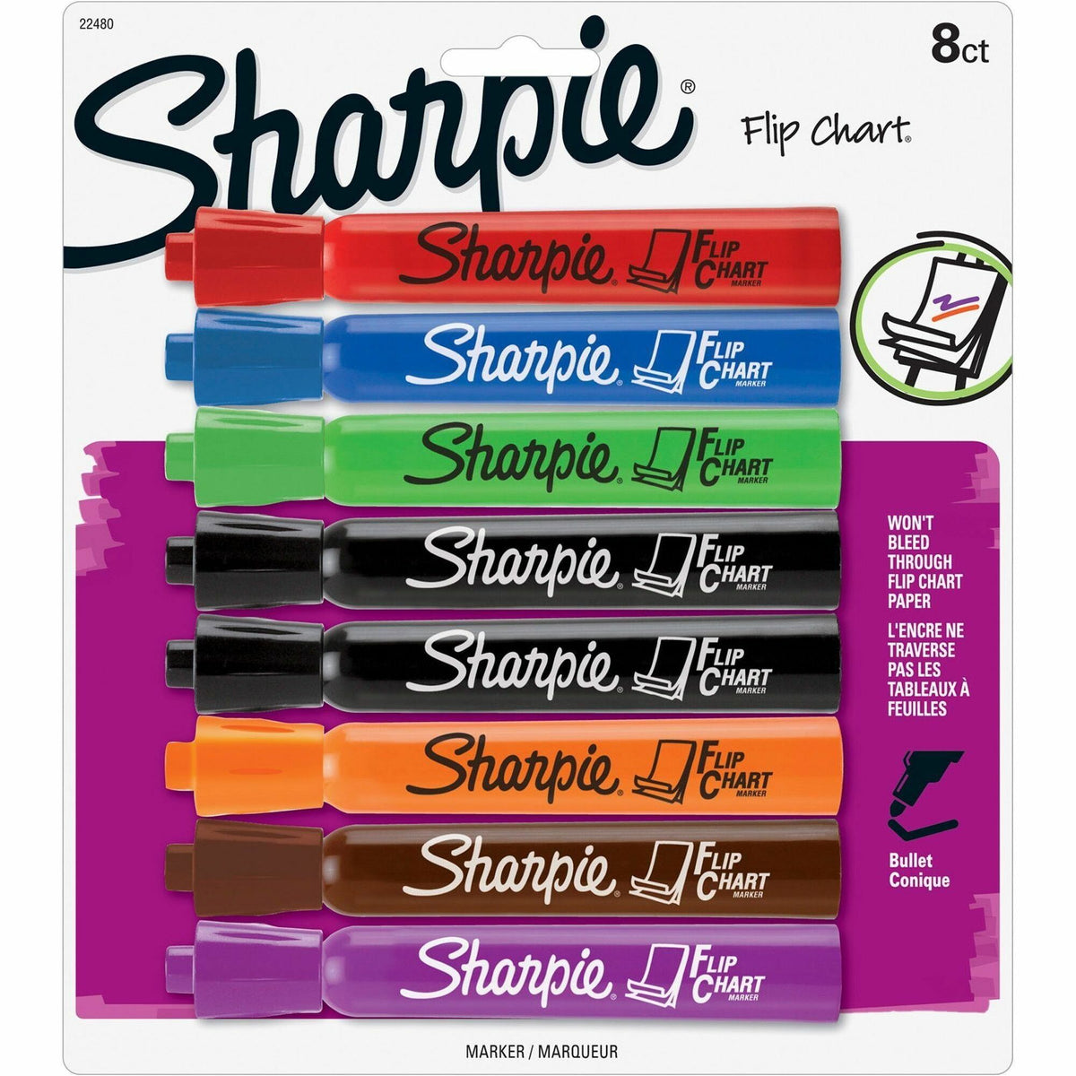 Sharpie Flip Chart Marker - Assorted Ink - Water Based - 8 / Pack