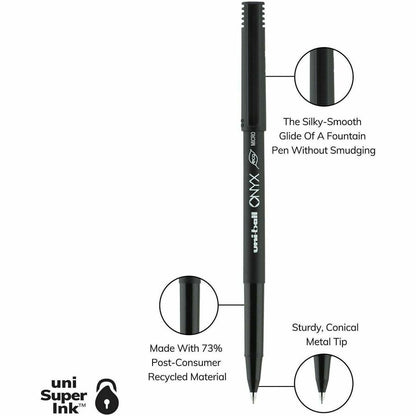 uniball™ Onyx Rollerball Pens, Micro Point (0.5mm), Black - uniball™ Onyx Rollerball Pens, Micro Point (0.5mm), Black
