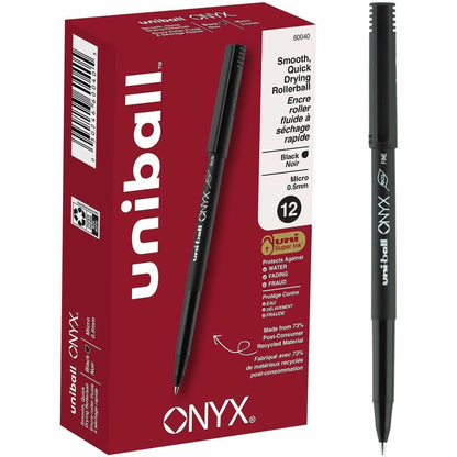uniball™ Onyx Rollerball Pens, Micro Point (0.5mm), Black - uniball™ Onyx Rollerball Pens, Micro Point (0.5mm), Black