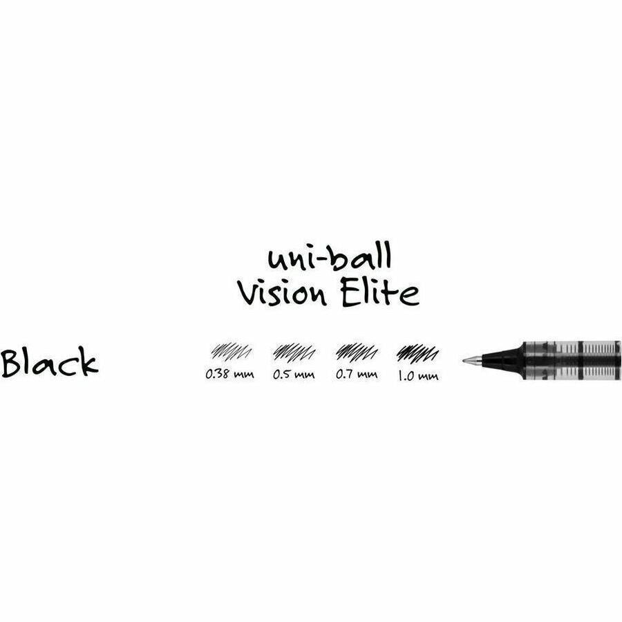 uniball™ Vision Rollerball Pens - 0.7 mm Pen Point - Black Ink - Pigment-based - 12 / Dozen