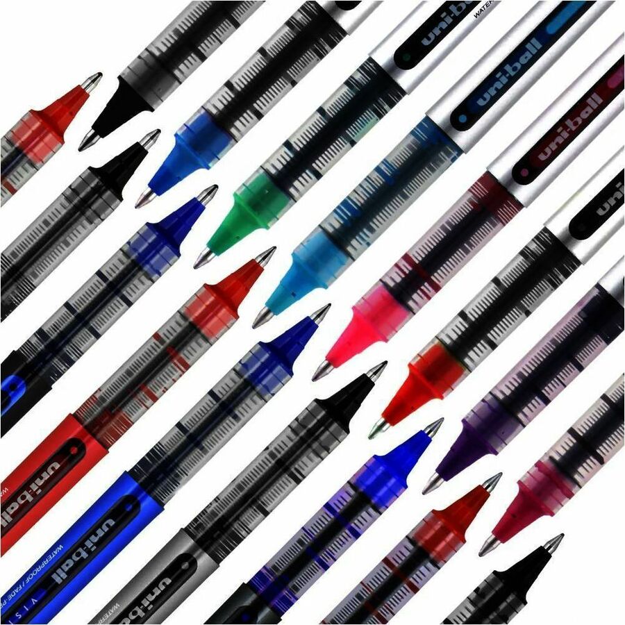 uniball™ Vision Rollerball Pens - 0.7 mm Pen Point - Black Ink - Pigment-based - 12 / Dozen