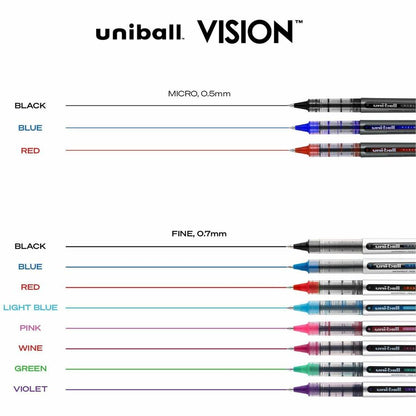 uniball™ Vision Rollerball Pens - 0.7 mm Pen Point - Blue Ink - Pigment-based - 12 / Dozen