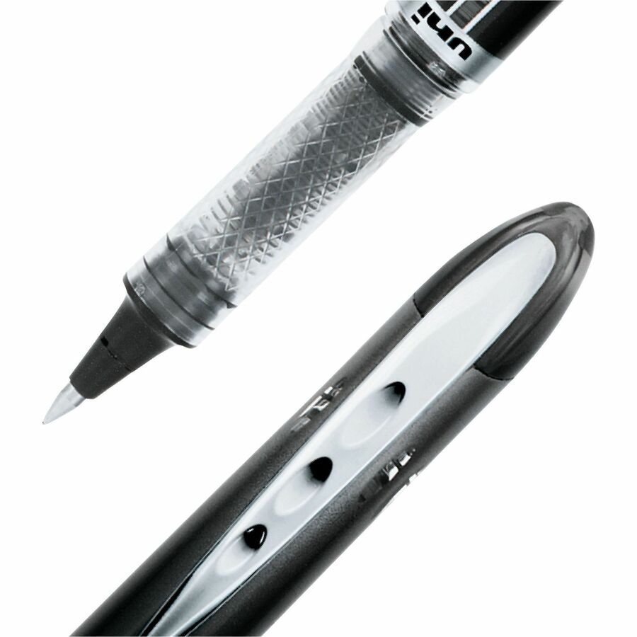 uniball™ Vision Elite Rollerball Pen - 0.5 mm Micro Pen Point - Black Ink - Black Barrel - Stainless Steel, Tungsten Car