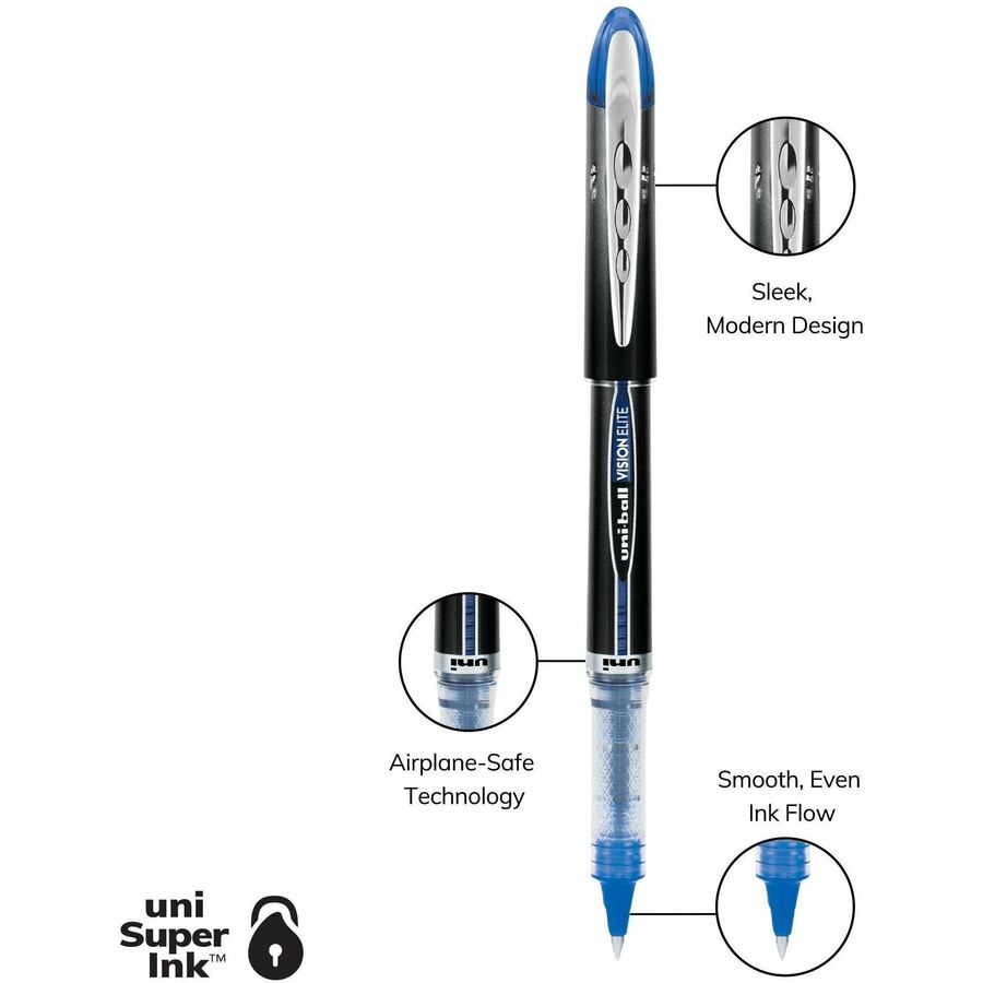 uniball™ Vision Elite Rollerball Pen - 0.5 mm Pen Point - Blue Ink - Pigment-based - 1 Each