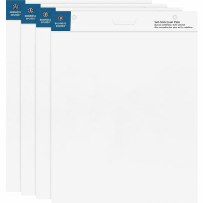 Business Source 25"x30" Self-stick Easel Pads - 30 Sheets - Plain - 25" x 30" Sheet Size - White Paper - Cardboard Cover