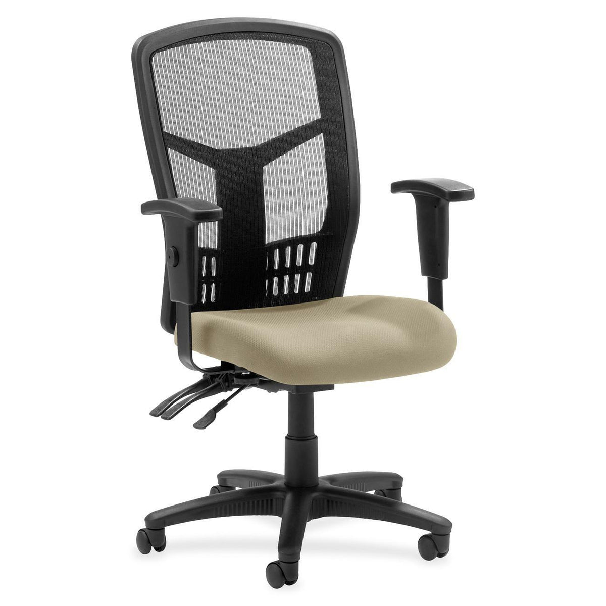 Lorell Executive High-back Mesh Chair - Forte Pumice Seat Color - Mesh Fabric Seat Material - Black Back Color - Black F