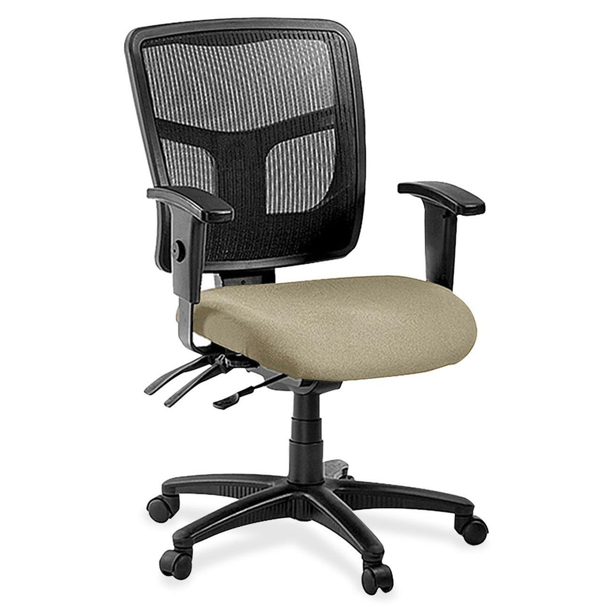 Lorell ErgoMesh Series Managerial Mesh Mid-Back Chair - Forte Pumice Seat Color - Fabric Seat Material - Black Back Colo