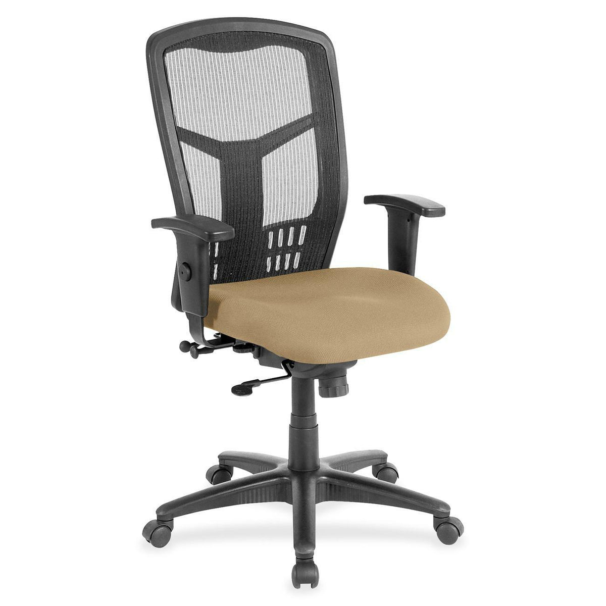 Lorell Executive Mesh High-back Swivel Chair - Perfection Beige Seat Color - Fabric Seat Material - Steel Frame Material