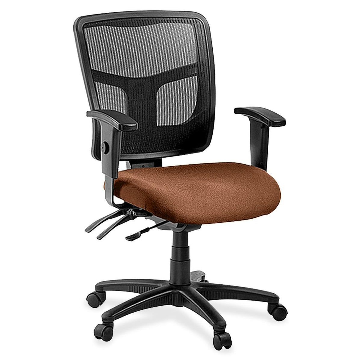 Lorell ErgoMesh Series Managerial Mesh Mid-Back Chair - Canyon Nutmeg Seat Color - Vinyl Seat Material - Black Back Colo