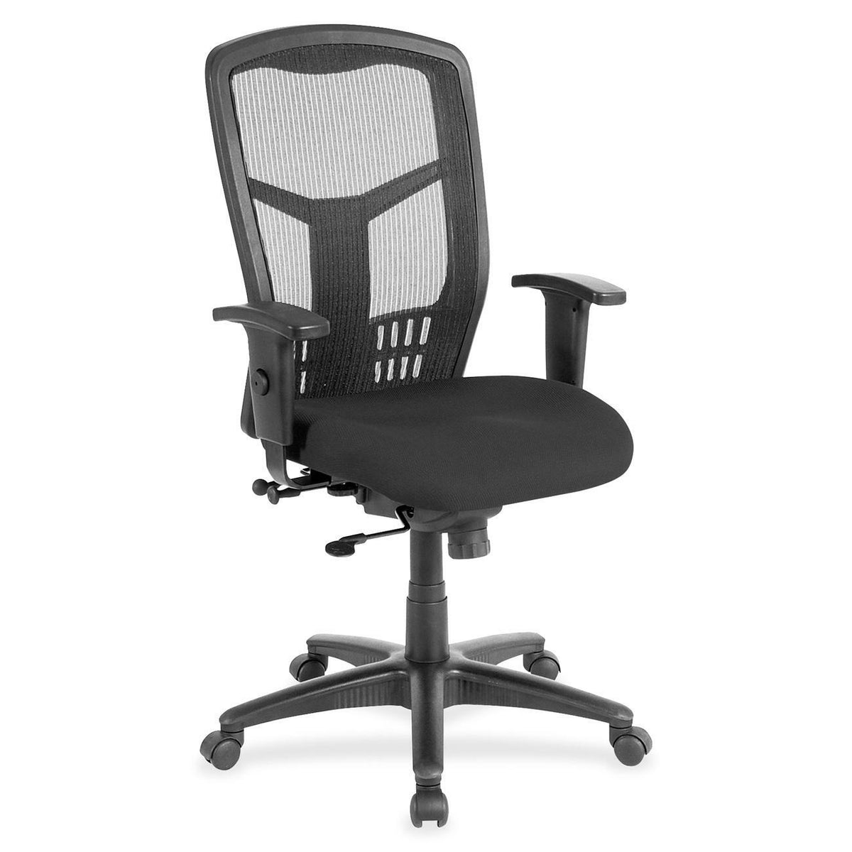 Lorell Executive Mesh High-back Swivel Chair - Expo Tuxedo Seat Color - Fabric Seat Material - Steel Frame Material - 1 